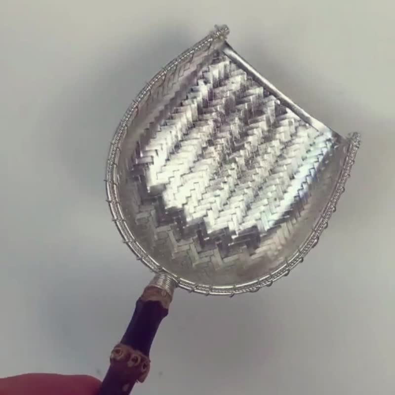 手工银编人字纹茶则 - 茶具/茶杯 - 纯银 银色