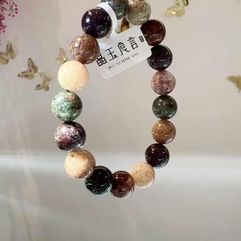 天然满矿四季幽灵12mm水晶手珠意象水晶一花一世界聚吉避凶 - 手链/手环 - 水晶 多色