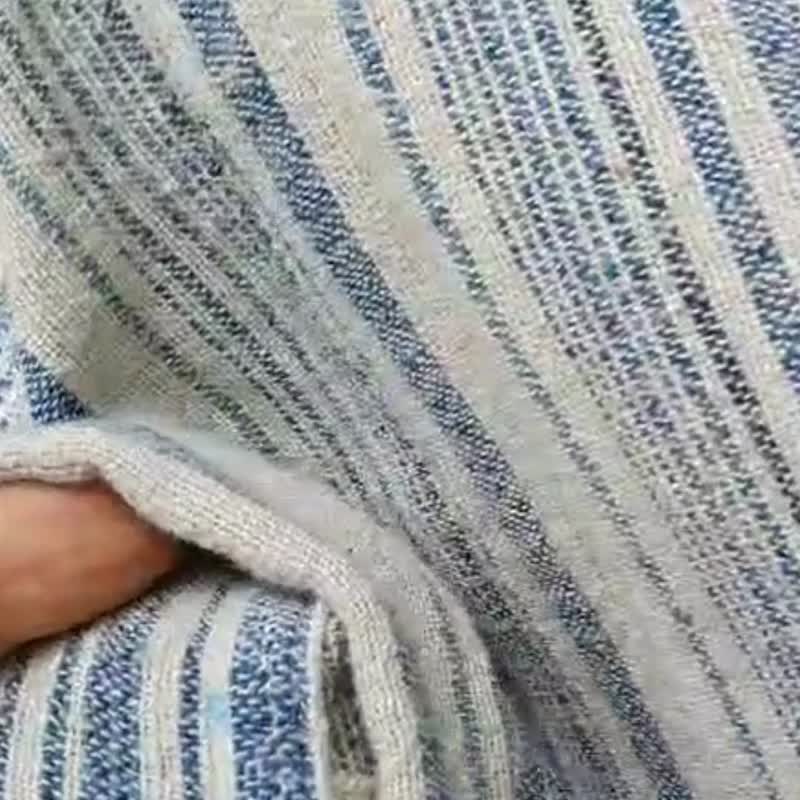 Stripes Cotton Linen Dress, Indigo, Biscus - 洋装/连衣裙 - 棉．麻 蓝色