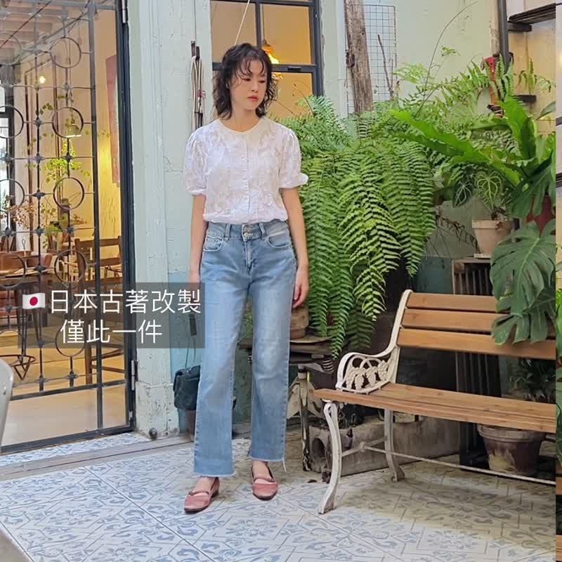 泡袖提花白衬衫【日本古董衣】永续是最奢华的精品 - 女装衬衫 - 棉．麻 白色