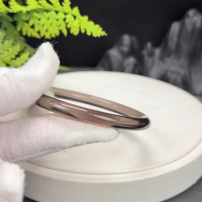 玻璃体茶晶手镯 55MM 冰透仙女条烟晶手环 提升信心魅力 招贵人 - 手链/手环 - 水晶 
