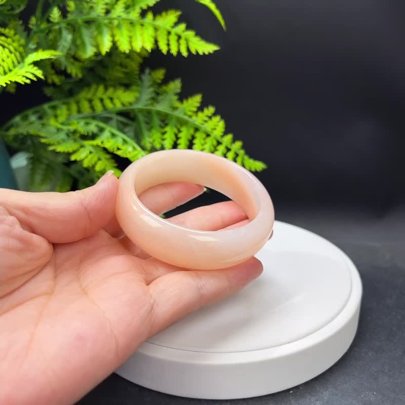 浅色橙蔷薇辉手镯 55MM 冰底玉化透感桃花玉玫瑰石手环 信心敏锐 - 手链/手环 - 半宝石 橘色