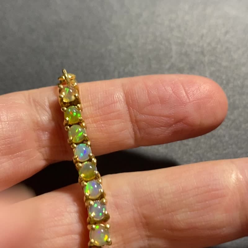 幻彩梦 台湾现货 天然 蛋白石 手链 印度制 925纯银 镀黄铜 - 手链/手环 - 宝石 